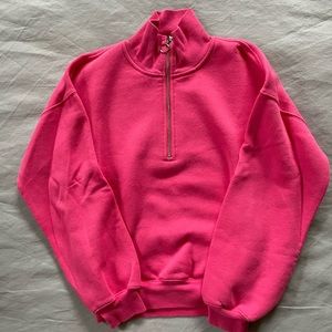 J Crew Hot Pink Quarter Zip Sweatshirt